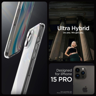 Apsauginis dėklas Spigen ULTRA HYBRID IPHONE 15 PRO FROST CLEAR 9