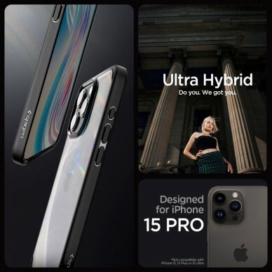 Apsauginis dėklas Spigen ULTRA HYBRID IPHONE 15 PRO MATTE Juodas 9