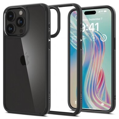 Apsauginis dėklas Spigen ULTRA HYBRID IPHONE 15 PRO MATTE Juodas