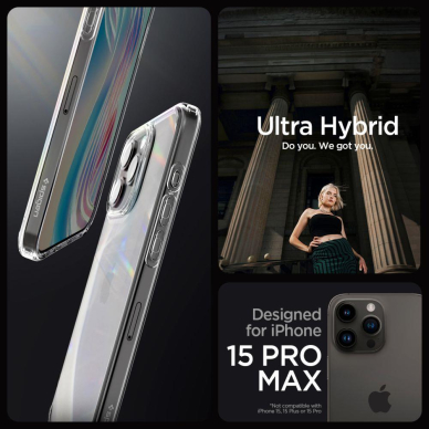 Apsauginis dėklas Spigen ULTRA HYBRID IPHONE 15 PRO MAX CRYSTAL Skaidrus 9