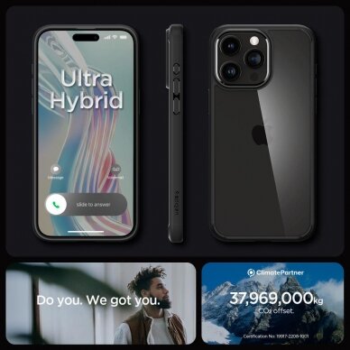 Apsauginis dėklas Spigen ULTRA HYBRID IPHONE 15 PRO MAX MATTE Juodas 14