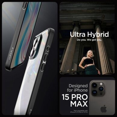 Apsauginis dėklas Spigen ULTRA HYBRID IPHONE 15 PRO MAX MATTE Juodas 9