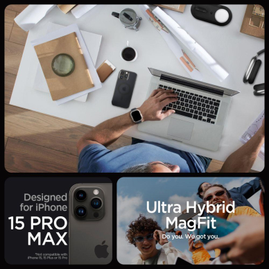 Apsauginis dėklas Spigen ULTRA HYBRID MAG MAGSAFE IPHONE 15 PRO MAX FROST Juodas 8