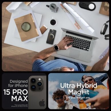 Apsauginis dėklas Spigen ULTRA HYBRID MAG MAGSAFE IPHONE 15 PRO MAX GOLD 9