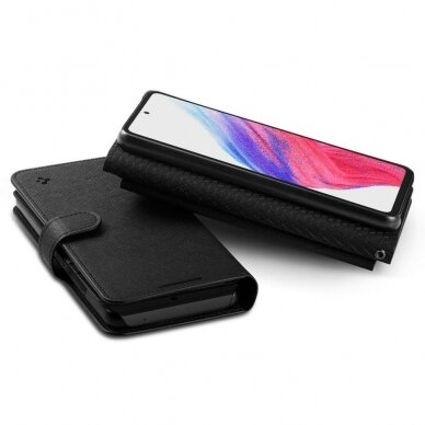 Akcija! Dėklas Spigen WALLET S PLUS SAMSUNG GALAXY A53 5G Juodas  17