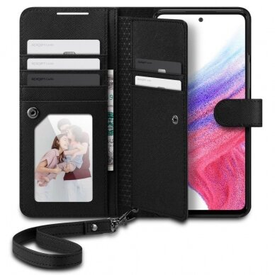 Akcija! Dėklas Spigen WALLET S PLUS SAMSUNG GALAXY A53 5G Juodas  3