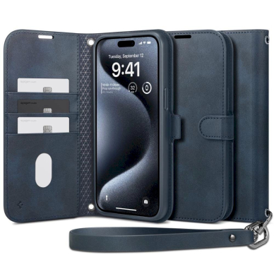 Dėklas Spigen WALLET &quot;S&quot; PRO IPHONE 15 PRO Mėlynas