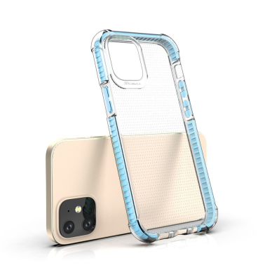 Dėklas Sutvirtintais Kampais Spring Armor clear TPU iPhone 12 mini Mėlynais Kraštais 3