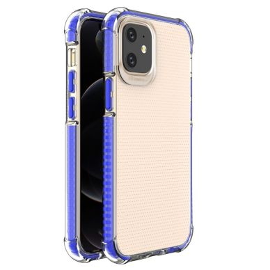 Dėklas Sutvirtintais Kampais Spring Armor clear TPU iPhone 12 mini Mėlynais Kraštais