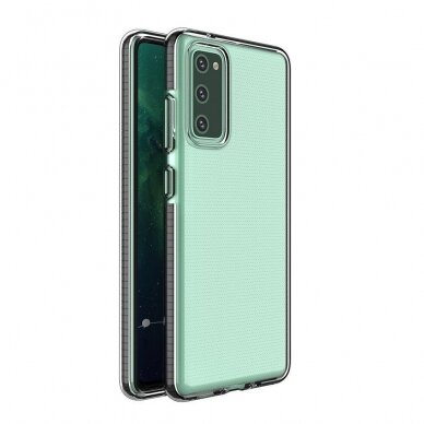 Dėklas Spring Case clear TPU su spalvotu rėmeliu Samsung Galaxy A02s Juodas