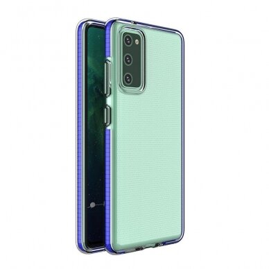 Dėklas Spring Case clear TPU su spalvotu rėmu Samsung Galaxy A72 4G Tamsiai mėlynas