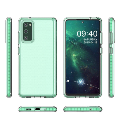 Skaidrus TPU dėklas su spalvotu rėmu Spring Case Samsung Galaxy A72 4G šviesiai rožiniais kraštais 1