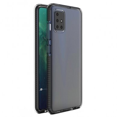 Spring Case Skaidrus Tpu Dėklas Su Spalvotu Rėmu Xiaomi Redmi Note 9 Pro / Redmi Note 9S Juodas