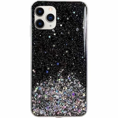 Dėklas Star Glitter Shining iPhone 13 Pro Juodas