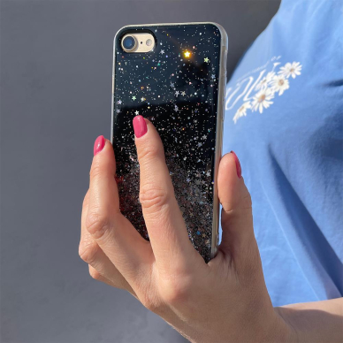 Dėklas Star Glitter Shining iPhone 13 Pro Juodas 5