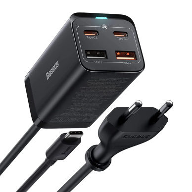 [Užsakomoji prekė] Statie Incarcare 2xUSB-C, PD65W, 2xUSB-A, 5A + Cablu Type-C - Baseus GaN3 Pro (CCGP040101) - Juodos spalvos