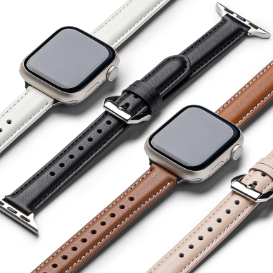 [Užsakomoji prekė] Apyrankė Apple Watch SE 40mm - Ringke Leather One Padded Slim - Baltas 5