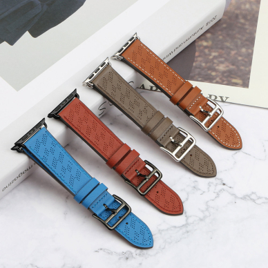 Apyrankė Strap Leather Apple Watch 9, SE, 8, 7, 6, 5, 4, 3, 2, 1 (41, 40, 38 mm) Ruda 7