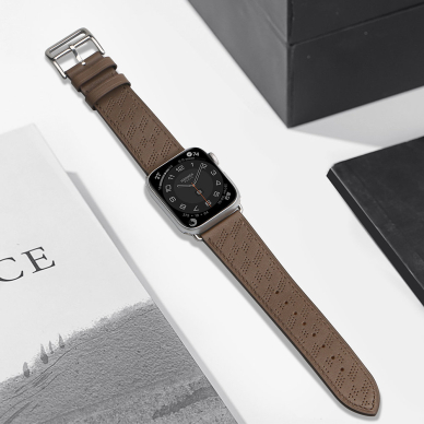 Apyrankė Leather strap for Apple Watch 9, SE, 8, 7, 6, 5, 4, 3, 2, 1 (41, 40, 38 mm) Tamsiai ruda 3