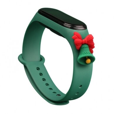 Apyrankės dirželis Strap Xmas replacement Xiaomi Mi Band 4 / Mi Band 3 Christmas holidays žalias (green bell)