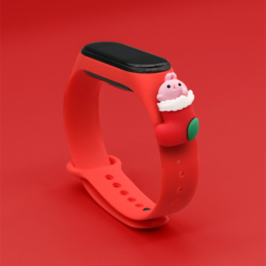 Apyrankės dirželis Strap Xmas Xiaomi Mi Band 4 / Mi Band 3 Christmas holidays raudonas (santa 1) 1