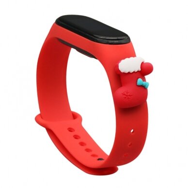 Apyrankės dirželis Strap Xmas Xiaomi Mi Band 4 / Mi Band 3 Christmas holidays raudonas (sock)