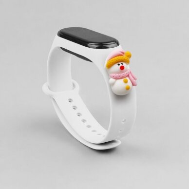 Apyrankės dirželis Strap Xmas Xiaomi Mi Band 4 / Mi Band 3 Christmas holidays baltas (snowman 2) 1