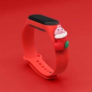 Apyrankės dirželis Strap Xmas replacement Xiaomi Mi Band 6 / Mi Band 5 Christmas holidays raudonas (santa 1) 1