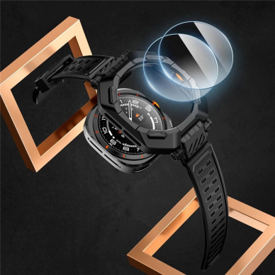 Supcase Unicorn Beetle Pro &amp; Tempered Glass 2-PACK Dėklas Samsung Galaxy Watch Ultra (47MM) - Juodas 4