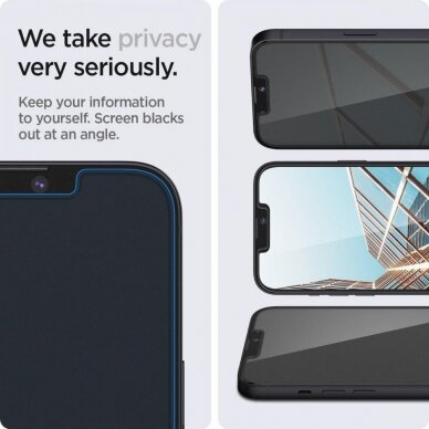 Ekrano Apsauginis Stiklas SPIGEN GLAS.TR ”EZ FIT” PRIVACY 2vnt. IPHONE 13 / 13 PRO 4