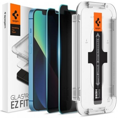 Ekrano Apsauginis Stiklas SPIGEN GLAS.TR ”EZ FIT” PRIVACY 2vnt. IPHONE 13 / 13 PRO