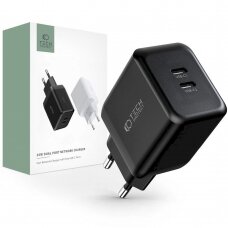 Tech-Protect C35W-2 mains Įkroviklis  2x USB-C PD 35W - Juodas