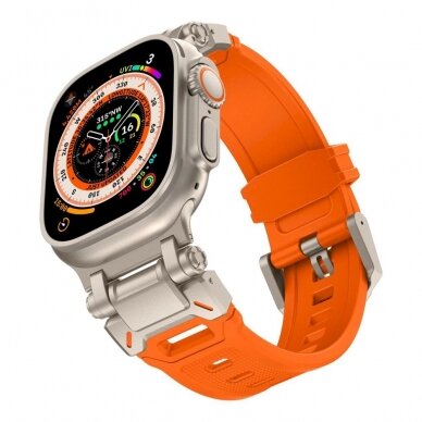 Tech-Protect Delta Pro Apyrankė Apple Watch 4 / 5 / 6 / 7 / 8 / 9 / SE / Ultra 1 / 2 (42/44/45/49 mm) - Titanium Orange 2