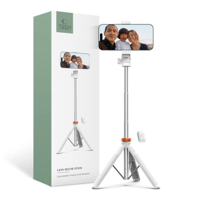 Tech-Protect L03S Bluetooth Asmenukių lazda remote control, tripod up to 148cm 180 head - baltas