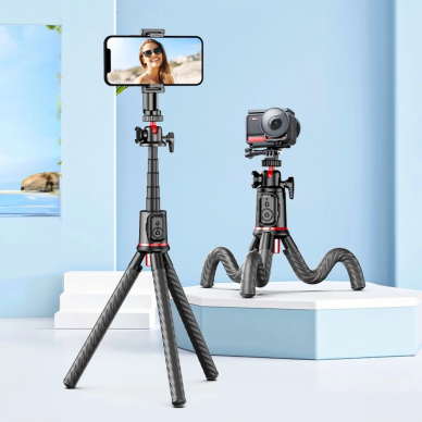 Tech-Protect L07S Bluetooth Asmenukių lazda flexible tripod up to 54cm 360 head - Juodas 9