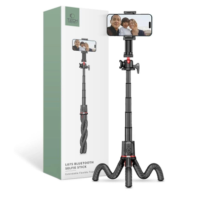 Tech-Protect L07S Bluetooth Asmenukių lazda flexible tripod up to 54cm 360 head - Juodas