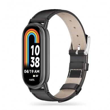 Tech-Protect Leatherfit Apyrankė Xiaomi Smart Band 8 / 8 NFC - Juodas