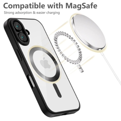 Tech-Protect MagFlex MagSafe iPhone 16 Dėklas - Skaidrus Black Frame 2