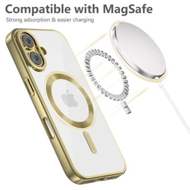 Tech-Protect MagFlex MagSafe iPhone 16 Dėklas - Skaidrus Gold Frame 2