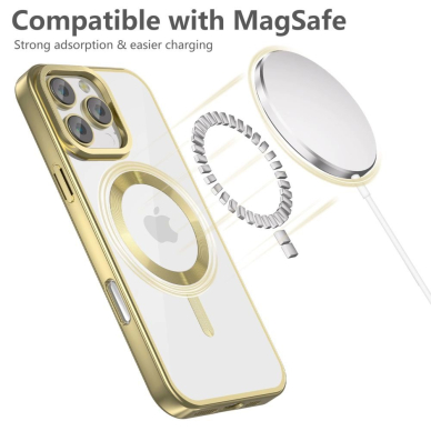 Tech-Protect MagFlex MagSafe iPhone 16 Pro Dėklas - Skaidrus Gold Frame 2