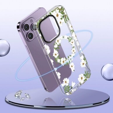 Tech-Protect MagMood MagSafe Dėklas iPhone 15 Pro Max - baltas daisies 1