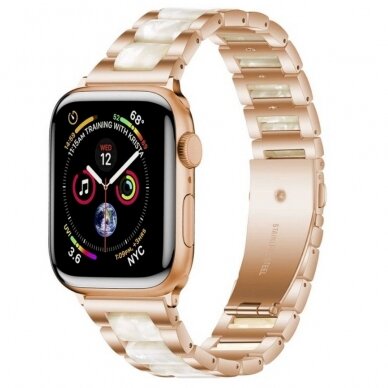 Tech-Protect Modern bracelet Apple Watch 4 / 5 / 6 / 7 / 8 / 9 / SE (38/40/41 mm) - gold-pearl 1