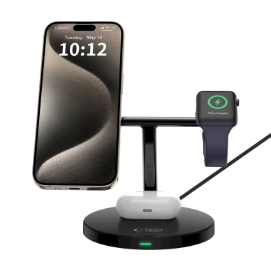 Tech-Protect QI15W-A35 3in1 inductive Įkroviklis MagSafe phone / AirPods / Apple Watch - Juodas 2