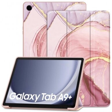 Tech-Protect SmartCase Dėklas Samsung Galaxy Tab A9+ 11 X210 / X215 / X216 - Rožinis marble