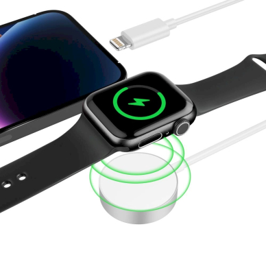 Tech-Protect UltraBoost 2in1 magnetic Įkroviklis USB-C / Lightning Kabeliss Apple Watch 1.5m - baltas 2