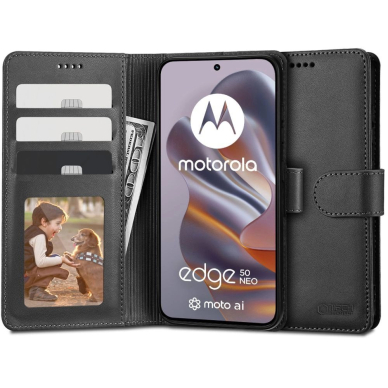 Dėklas Tech-Protect Wallet  Motorola EDGE 50 NEO - Juodas