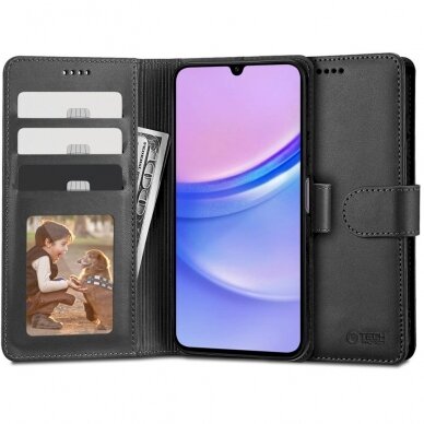 Tech-Protect Wallet Dėklas Samsung Galaxy A15 4G / 5G - Juodas