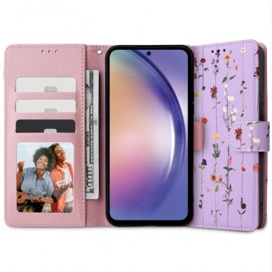 Tech-Protect Wallet Dėklas Samsung Galaxy A54 5G - violetinis flowers 1