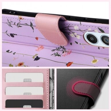 Tech-Protect Wallet Dėklas Samsung Galaxy A54 5G - violetinis flowers 4