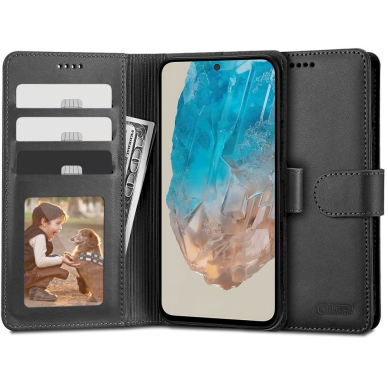 Tech-Protect Wallet case for Samsung Galaxy M35 5G - juodas